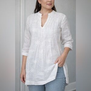 Spring CP SHADES l LINEN Tunic Mini Dress In White Sz XS